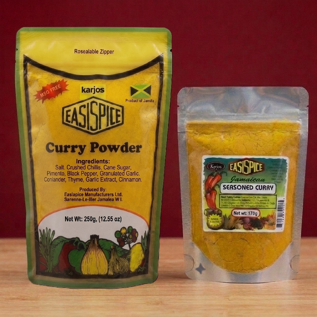 Curry Powder & Seasoned Curry — illustrated packaging
